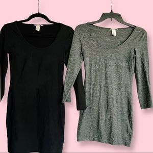 H&M Long Sleeve Bodycon Mini Dresses 2 Pk SIZE S